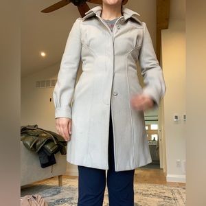 Light Grey Women’s Preppy Peacoat | Pleats, Ruffles, Bows